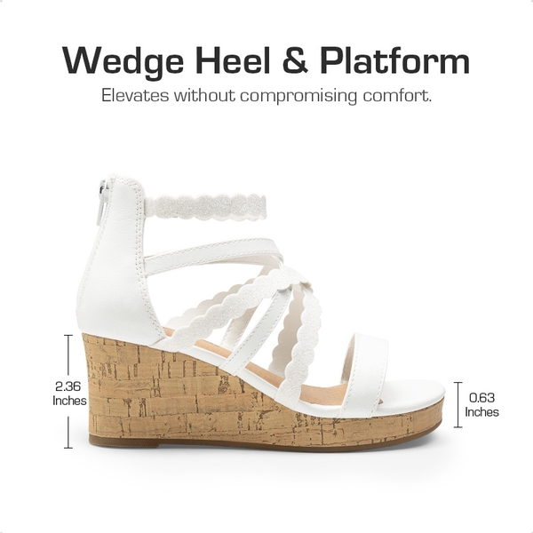 Girls' Strappy Wedge Sandals - WHITE - 1